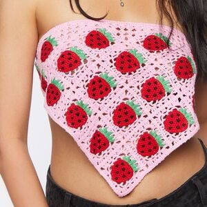Forever 21 Strawberry Crochet Top